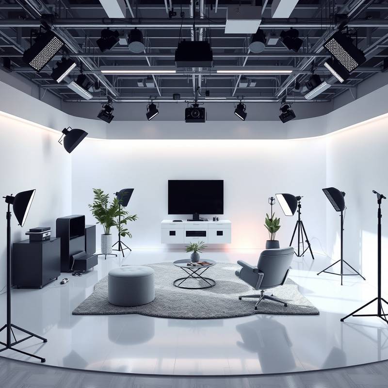 Modern studio room with customizable set design and props available