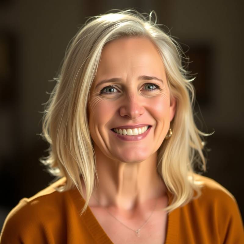 Portrait of Eleanor Vance, the founder of Luminous Lens Studios, smiling warmly